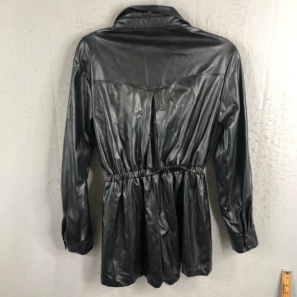 Strut and Bolt Mini Romper Womens S Black Vegan Leather Fringe Whimsigoth NEW - Picture 4 of 16